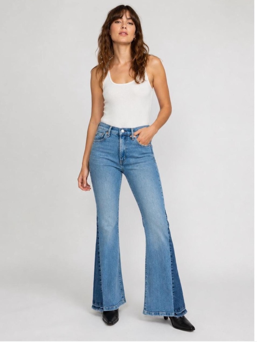 GAP 70s Flare High Rise Two Tone Denim Jeans Women’s 26